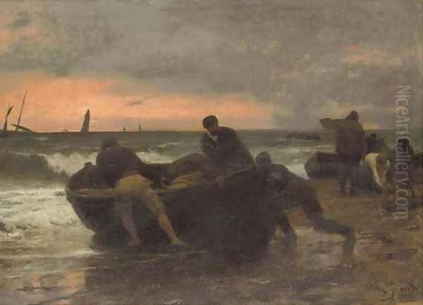 An early start Oil Painting by Victor-Gabriel Gilbert