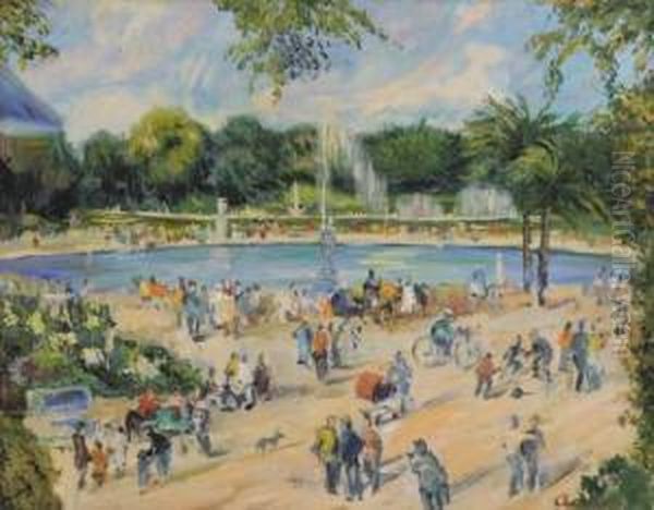 Les Jardins Du Luxembourg Oil Painting by Lucien Adrion