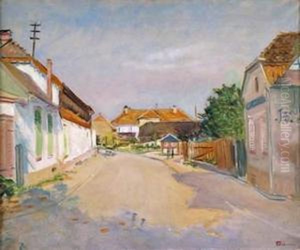 Rue De Villagei Oil Painting by Lucien Adrion