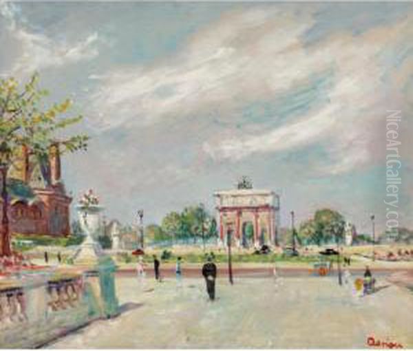 Le Jardin Des Tuileries Oil Painting by Lucien Adrion