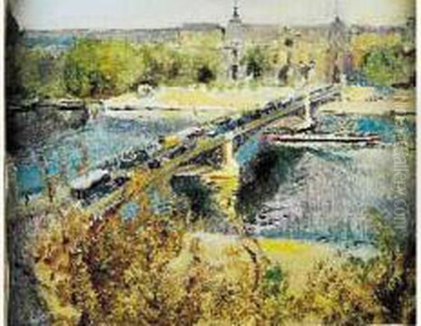 Le
 Pont Du Carrousel Oil Painting by Lucien Adrion