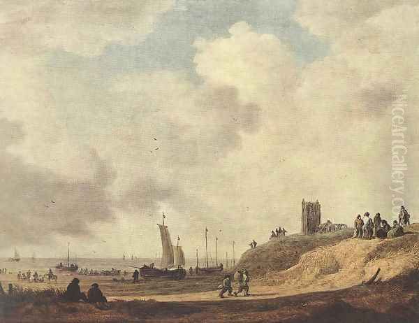 Seashore at Scheveningen 1645 Oil Painting by Jan van Goyen