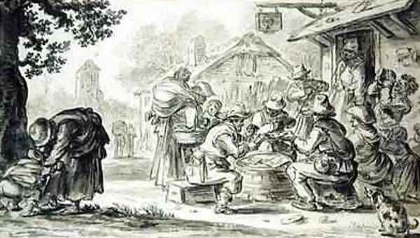 A Farmers Card Game in front of the Inn Oil Painting by Jan van Goyen