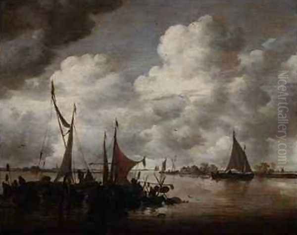 Fishermen raising lobster pots Oil Painting by Jan van Goyen