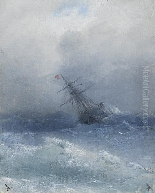 In The Midst Of The Waves Oil Painting by Ivan Konstantinovich Aivazovsky