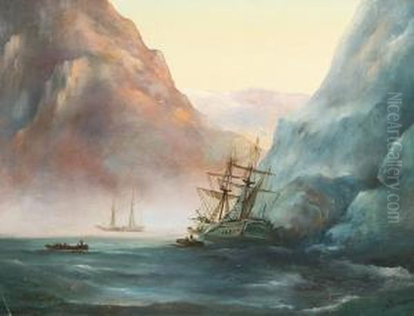 A Shipwrecked Vessel Oil Painting by Ivan Konstantinovich Aivazovsky