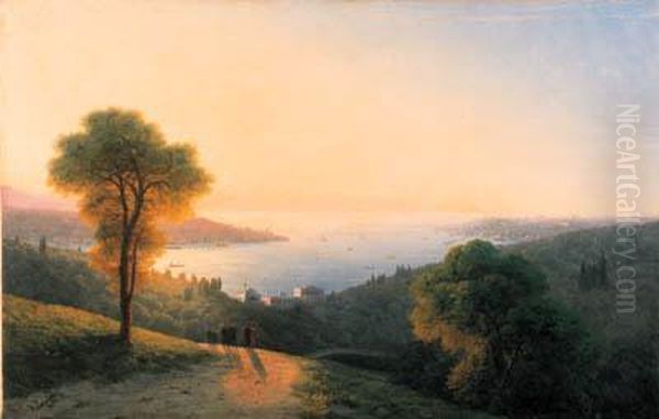 A View Of The Bosphorus From The
 European Side Above The Palace Ofthe Dolmabahe, The Seraglio Point On 
The Right Oil Painting by Ivan Konstantinovich Aivazovsky
