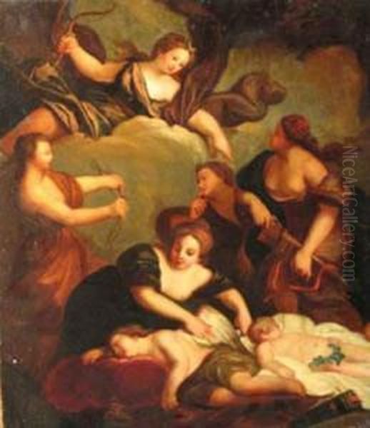 Diana And Her Fellows Destroying ... Oil Painting by Francesco Albani