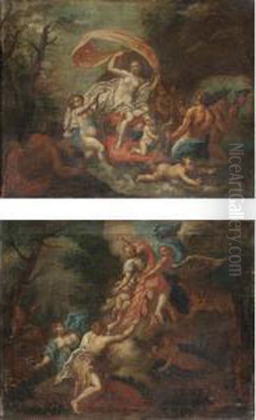 Ratto Di Proserpina; Trionfo Di Galatea Oil Painting by Francesco Albani