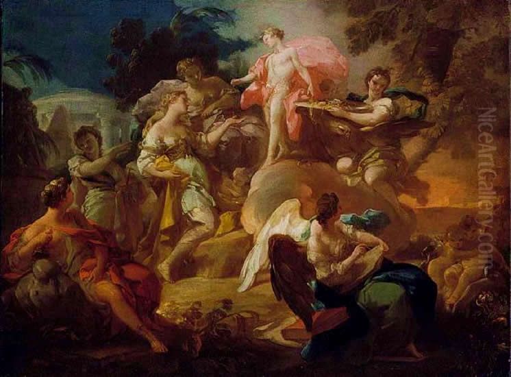 Allegory of the Arts with Apollo and the Graces Oil Painting by Corrado Giaquinto