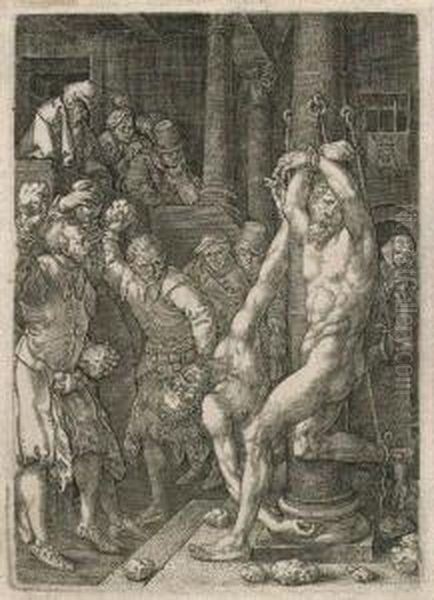 The Stoning Of The Elders Oil Painting by Heinrich Aldegrever