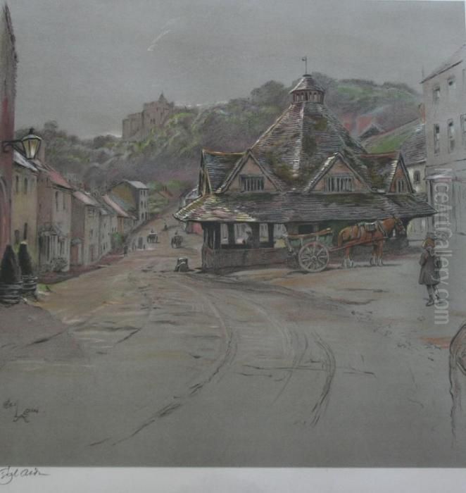 The Yarn Market, Dunster Oil Painting by Cecil Charles Aldin