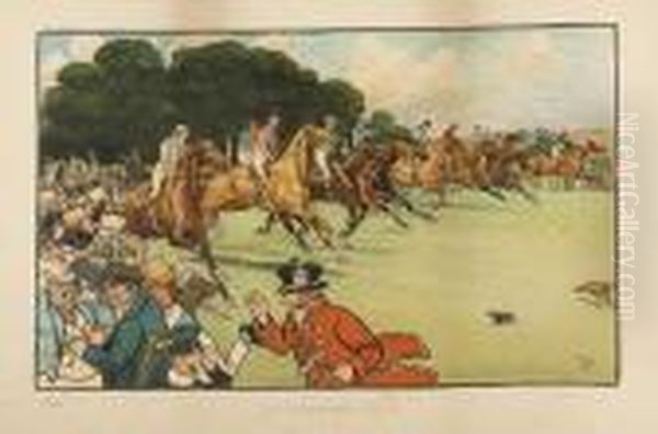 Bluemarket Races Oil Painting by Cecil Charles Aldin