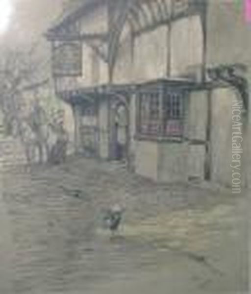 'old Inns Of England-the Bell In
 Waltham And Four Others', Lithographs, Approximately 38.5cm X 33cm Oil Painting by Cecil Charles Aldin