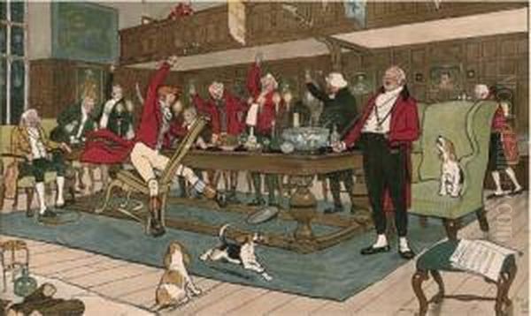 The Fallowfield Hunt: The Hunt 
Breakfast; Breaking Cover; In Fullgallop; Gone To Ground; The Kill; And 
The Hunt Supper Oil Painting by Cecil Charles Aldin