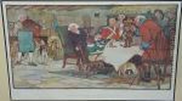 Snowed Up In The Coaching Days. 
Making The Best Of It, Printed In Colours, Published Circa 1902 Oil Painting by Cecil Charles Aldin