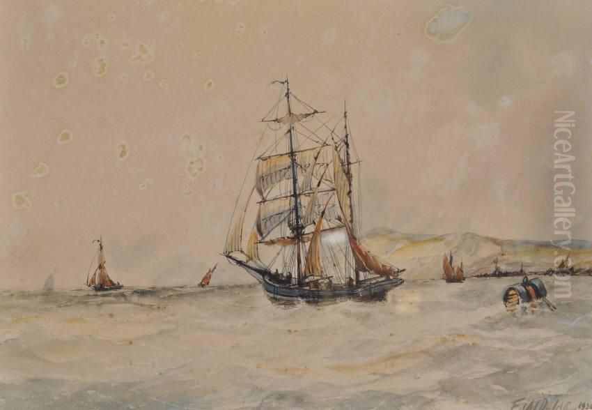 Shipping In The English Channel Oil Painting by Frederick James Aldridge