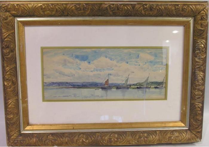 Fishing Boats At Appledorre Oil Painting by Frederick James Aldridge