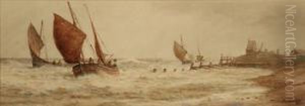 Fishing Boats, Shoreham Oil Painting by Frederick James Aldridge