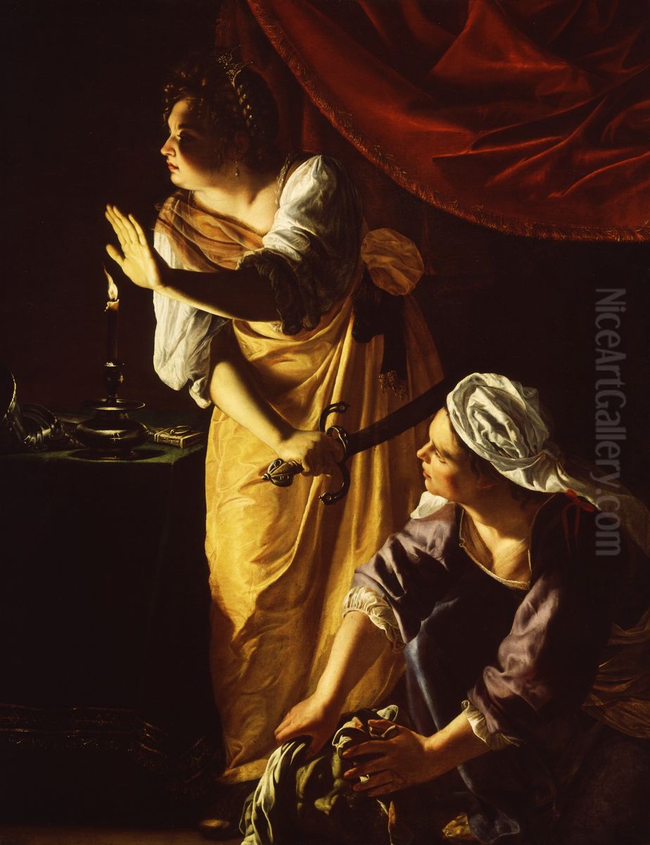Judith and Her Maidservant with the Head of Holofernes Oil Painting by Artemisia Gentileschi
