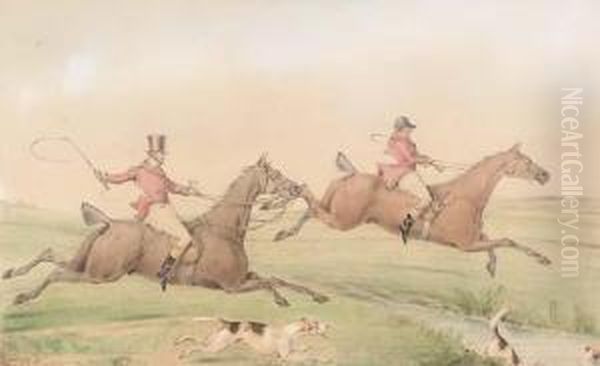 Full Cry; Also Two Companion Watercolors Oil Painting by Henry Thomas Alken