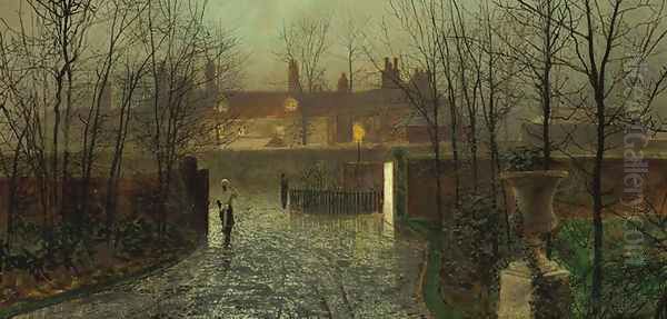 Arriving at the Hall Oil Painting by John Atkinson Grimshaw