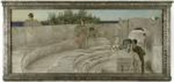 Under The Roof Of Blue Oil Painting by Sir Lawrence Alma-Tadema