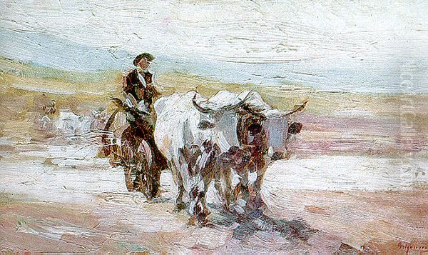 Car cu boi Oil Painting by Nicolae Grigorescu