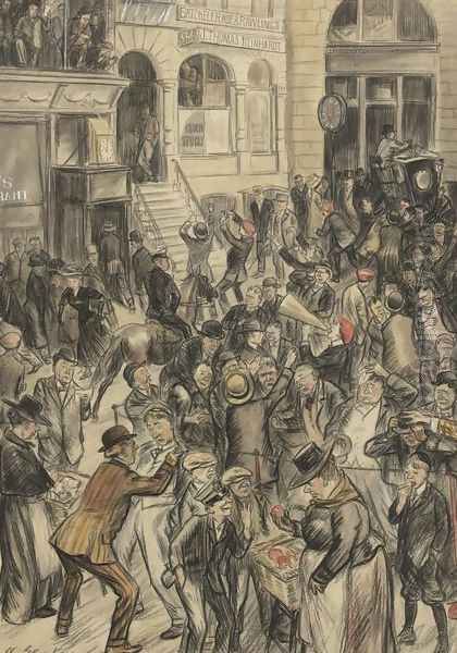 Curb Exchange Number 2 Oil Painting by William Glackens