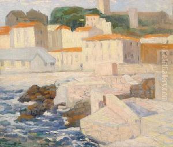 Coastal Villagelandscape Oil Painting by Alexander Altmann