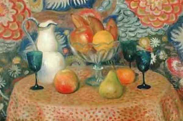 Still Life with Three Glasses Oil Painting by William Glackens