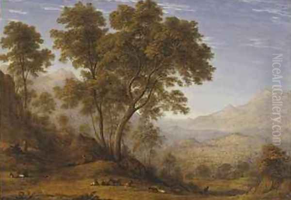 My last view of Italy looking from the Alps over Suza Oil Painting by John Glover