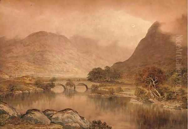 The stone bridge, Cumbria Oil Painting by John Glover