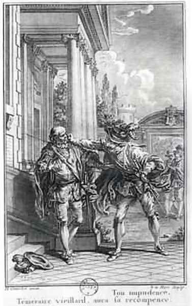 Fight scene Oil Painting by Hubert-Francois Gravelot