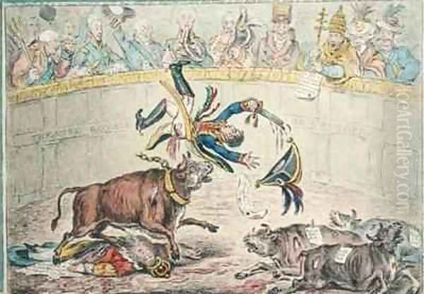 The Spanish Bull Fight or The Corsican Matador in Danger Oil Painting by James Gillray