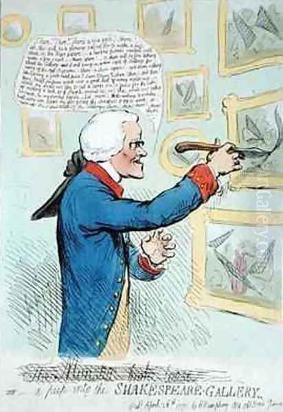 A Peep into the Shakespeare Gallery Oil Painting by James Gillray