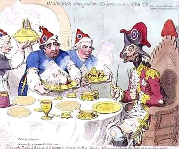 Dumourier dining in State at St Jamess on the 15th May 1793 Oil Painting by James Gillray