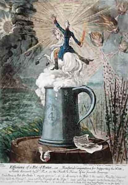 Effusions of a Pot of Porter or Ministerial Conjurations for Supporting the War Oil Painting by James Gillray