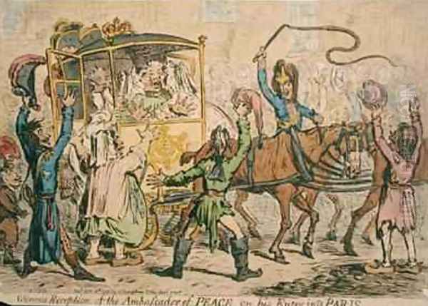Glorious Reception of the Ambassador of Peace on his Entry into Paris 2 Oil Painting by James Gillray