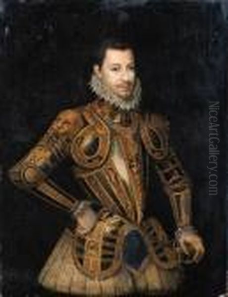 Ritratto Di Emanuele Filiberto, 
Duca Di Chambery, A Mezza Figura,in Armatura Da Parata Ornata Dal Nodo 
Savoia Oil Painting by Jacopo (Giacomo) Amigoni