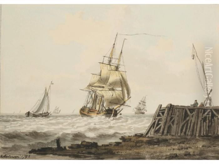 A Merchant Man Running Into Harbour Oil Painting by William Anderson
