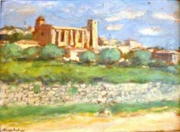 L'eglise De Laudun. Oil Painting by Albert Andre