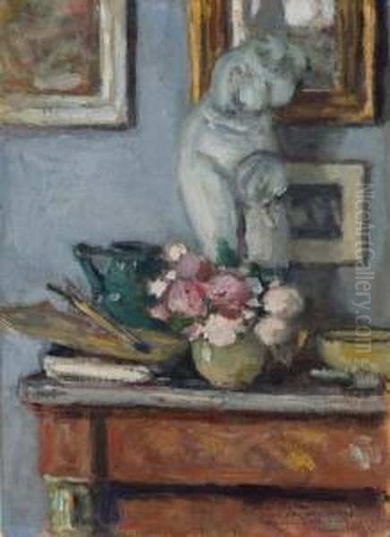 Nature Morte Au Bouquet Et A La Palette (
Recto
); La Ferme (
Verso Oil Painting by Albert Andre