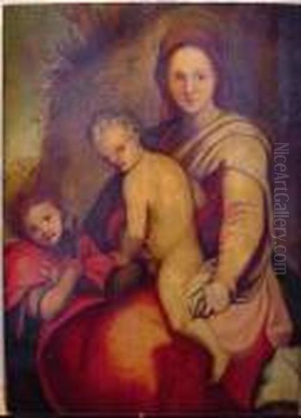 Madonna And Child With Young John The Baptist Oil Painting by Andrea Del Sarto