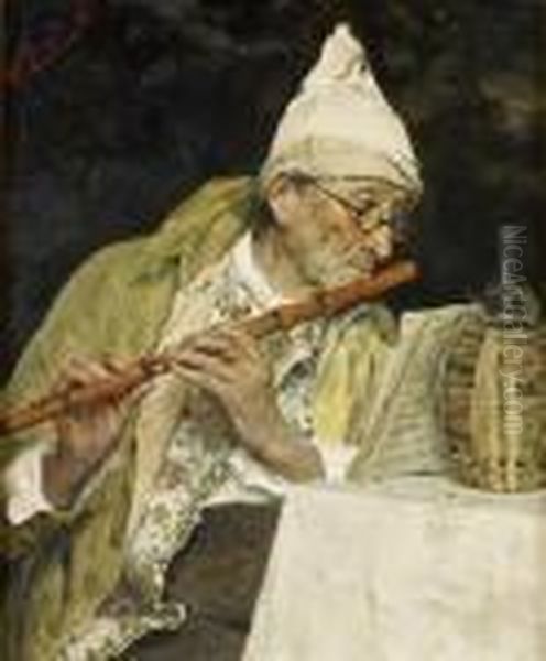 The Flautist Oil Painting by Federico Andreotti