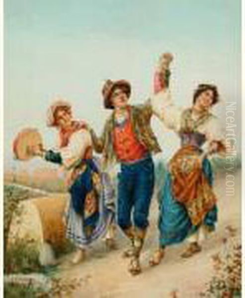 Ecole Italienne
 ?happy Times? Oil Painting by Federico Andreotti