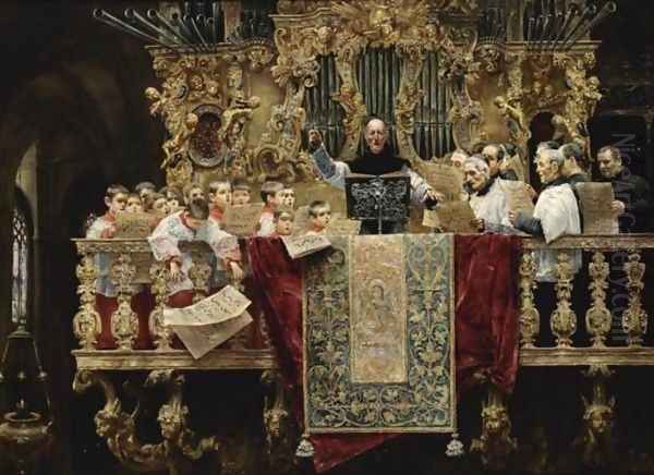 Boys Choir of Seville (El Coro de ni&ntilde;os de Sevilla) Oil Painting by Jose Gallegos Y Arnosa