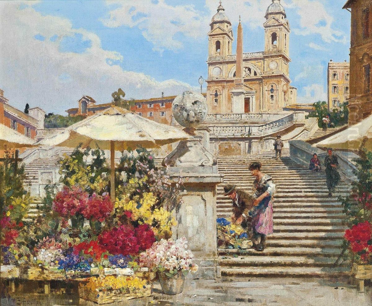 The Spanish Steps Oil Painting by Filippo Anivitti