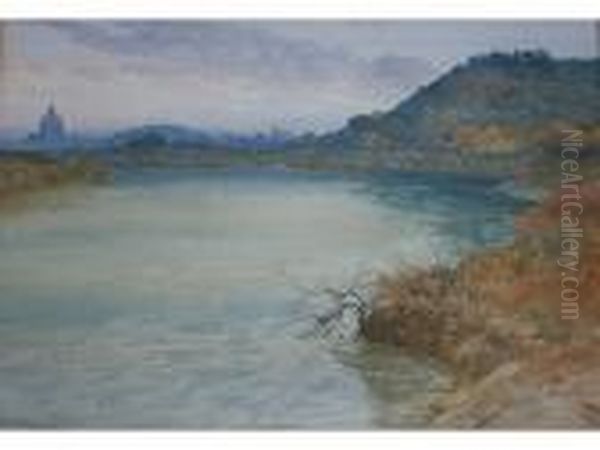 View On The Tiber Near Rome Oil Painting by Filippo Anivitti