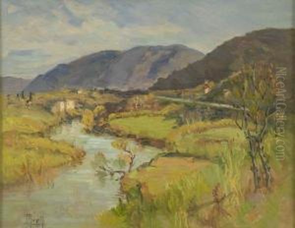 Paesaggio Fluviale Oil Painting by Filippo Anivitti